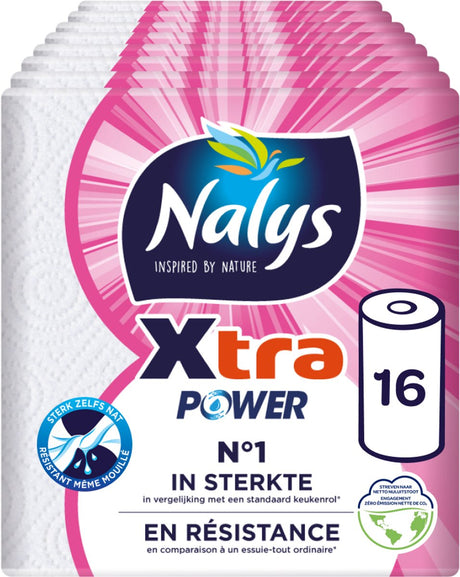 Papier essuie-tout Nalys xtra power - 16 rouleaux - extra fort - pack économique