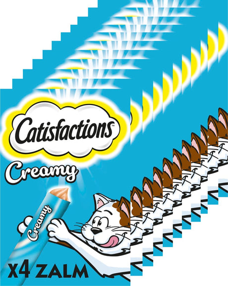 Catisfactions snacks crémeux - friandises pour chat - saumon - 44 pièces