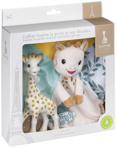 Coffret Sophie la girafe - comprenant un jouet de dentition et un doudou tout doux - cadeau de maternité parfait pour bébé
