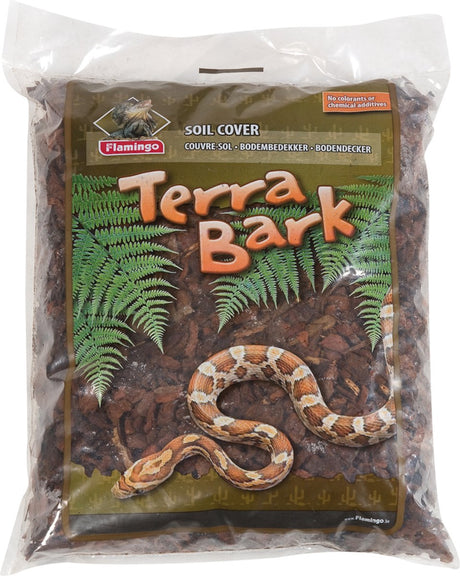 Terrarium Flamingo – écorce broyée terra bark – couvre-sol pour terrarium – écorce d'épicéa – naturellement sans poussière – 8 l – marron – qualité européenne