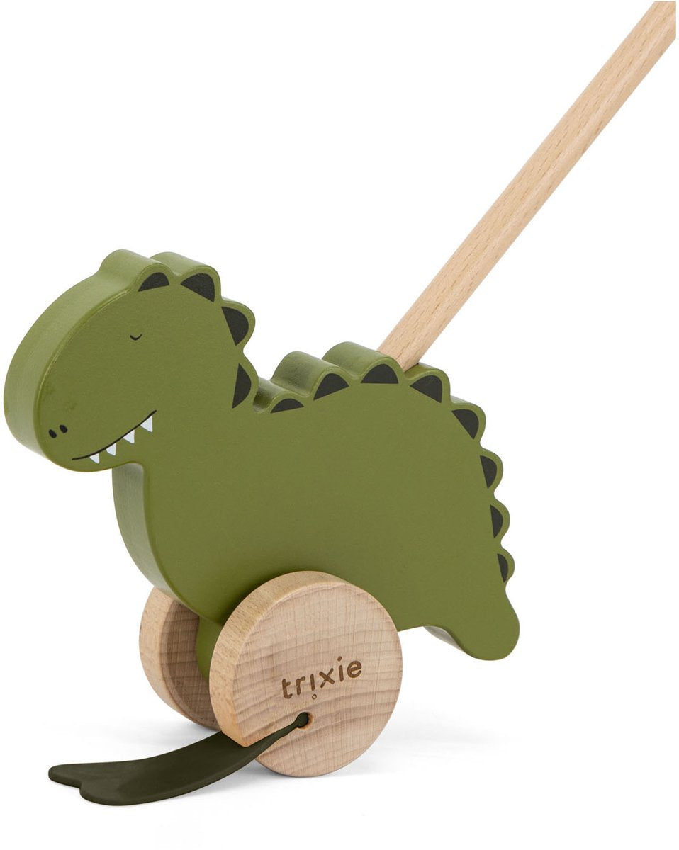 Bâton poussoir en bois Trixie - mr. dino - jouets pour enfants - à partir de 1,5 ans - pour garçons et filles - fsc