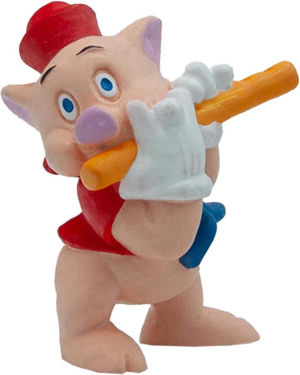 Bullyland 12490 – Figurine de jeu Disney les trois petits cochons avec sifflet – design réaliste et détaillé – idéale comme figurine de gâteau, objet de collection ou cadeau joyeux pour les enfants à partir de 3 ans
