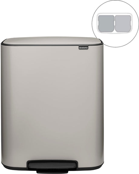 Poubelle Brabantia bo - 2 x 30 litres - tri des déchets - gris doux