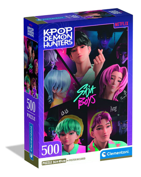 Clementoni k-pop chasseurs de démons puzzle 500 pièces de compact - puzzle kpop huntrix - cadeau de passe-temps k pop pour les enfants de plus de 6 ans