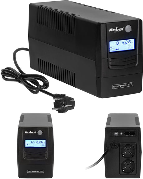 Rebel nanopower plus - ups zasilacz - 1000va - 600w - écran LCD