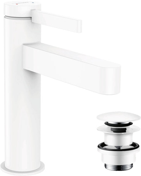 Hansgrohe finoris - mitigeur de lavabo - commande à levier unique - avec bouchon de vidange - 110 mm - blanc mat