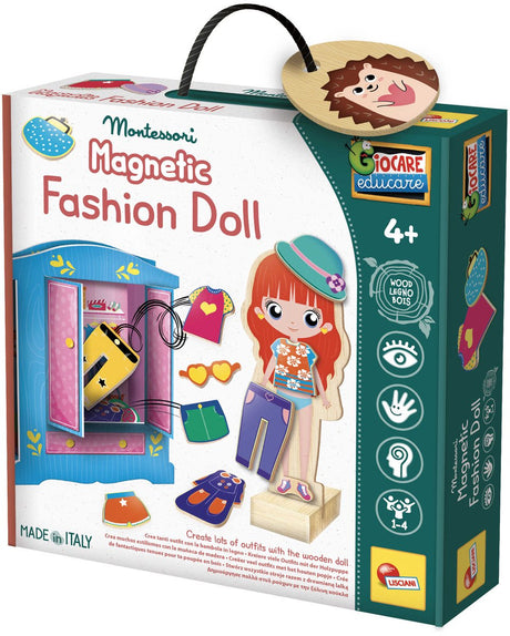 Lisciani Poupée mode magnétique Montessori en bois pour bébé