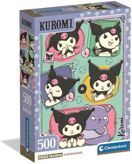 Puzzle Clementoni kuromi 500 pièces - puzzle enfant sanrio - boîte compacte - puzzle kawaii pour filles à partir de 10 ans