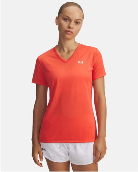 Under Armour Tech SSV - T-shirt de sport pour femme rouge uni - rouge venin - blanc