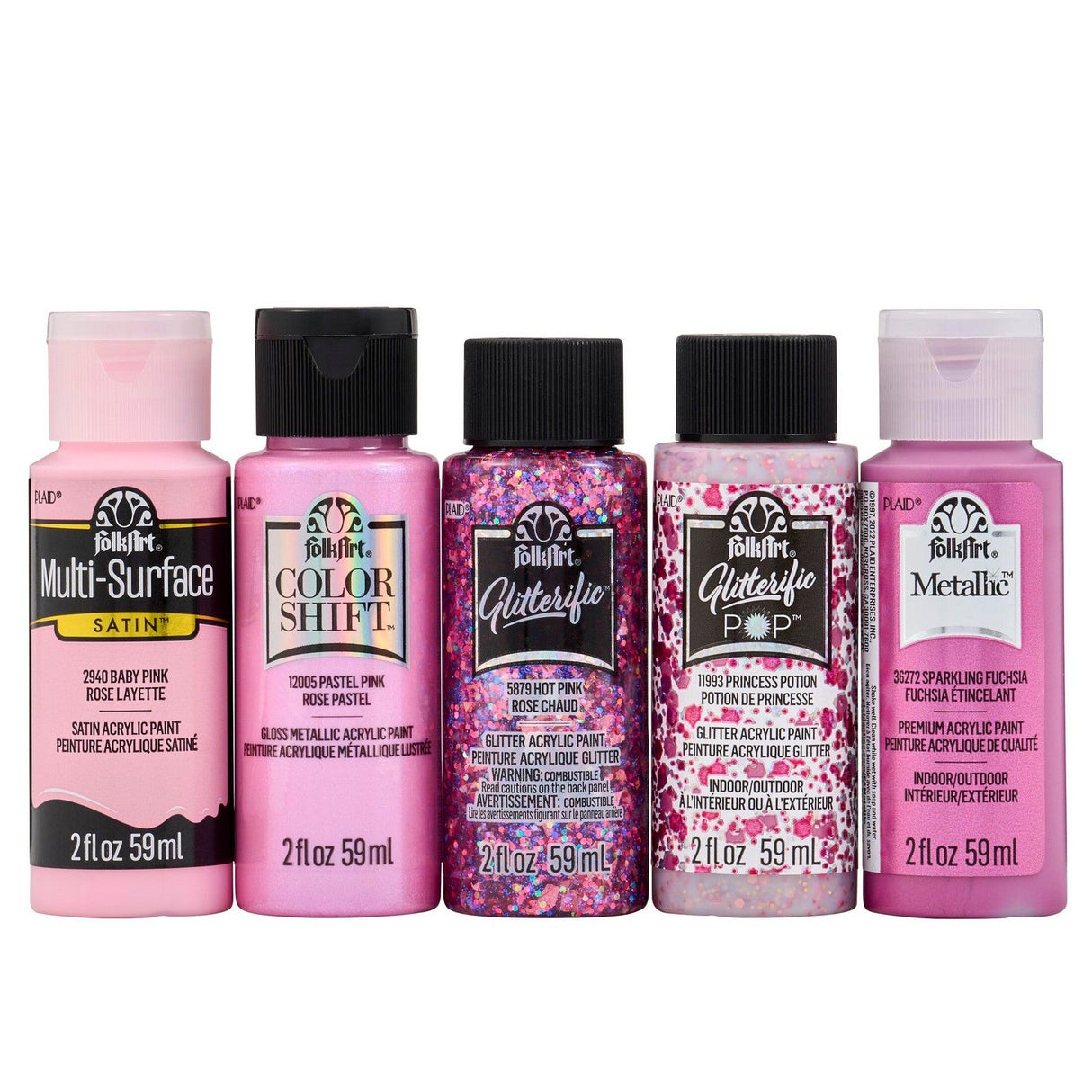 Folkart • kit de couleur de peinture acrylique meilleur rose métallisé 5pcs