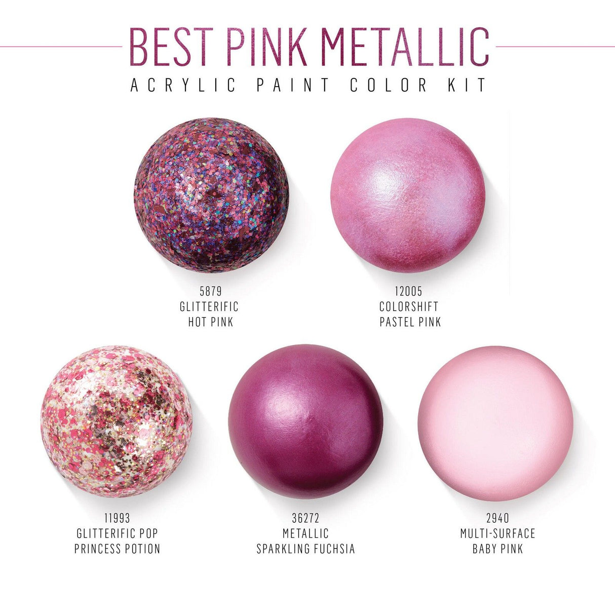 Folkart • kit de couleur de peinture acrylique meilleur rose métallisé 5pcs