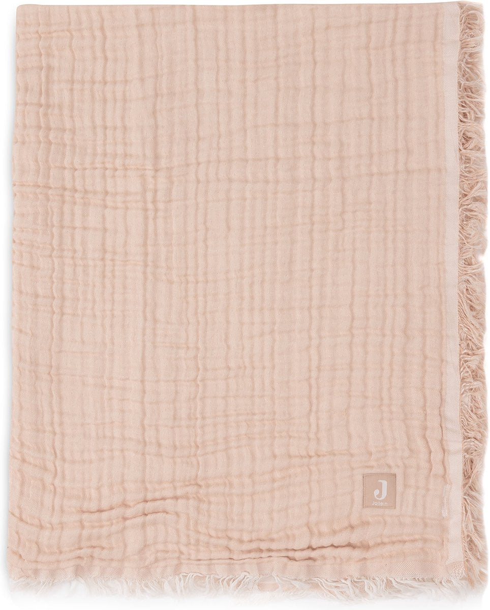 Jollein baby deken ledikant - 120x120cm - fringe - moonstone ivory - gots