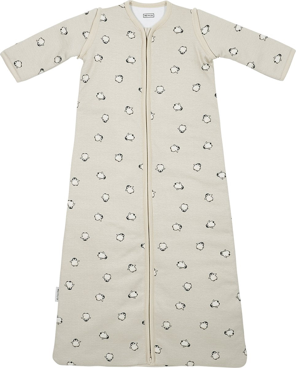 Gigoteuse bébé pingouin Meyco avec manches zippées - sable doux - 110 cm - 2,5 tog