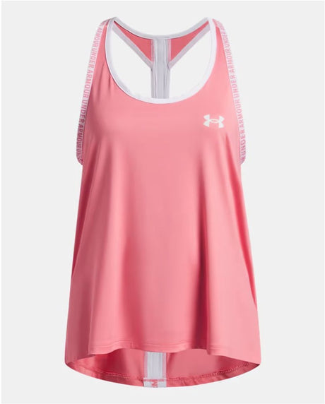 Under Armour Tech Knockout Tank-pnk Chemise de sport pour filles - rose doux-amer - blanc