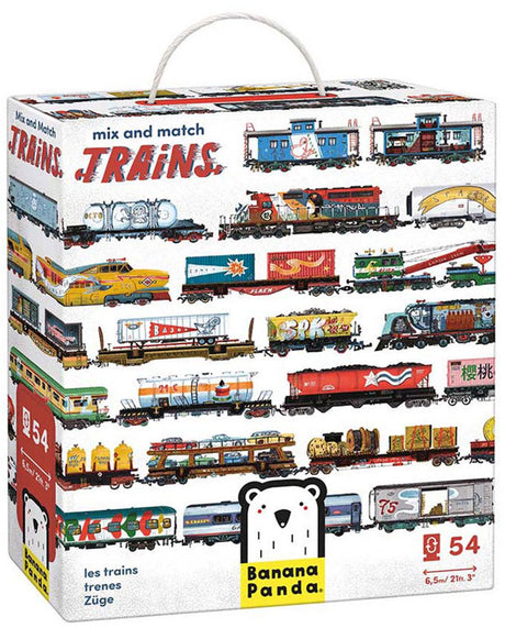 Jouets de train puzzle banane panda – mélangez et assortissez les trains 54 pièces.