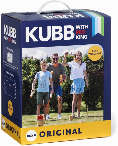 Bex kubb bois d'hévéa original avec roi rouge