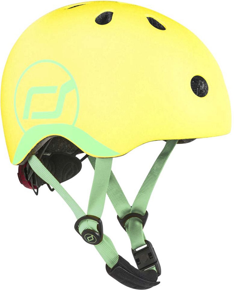 Casque Scoot Ride - casque enfant - xs 45-51 cm - feu arrière LED - fermeture magnétique - réglable - citron