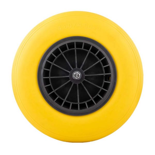 Roue de brouette 4,00-8 PU Plastique jaune