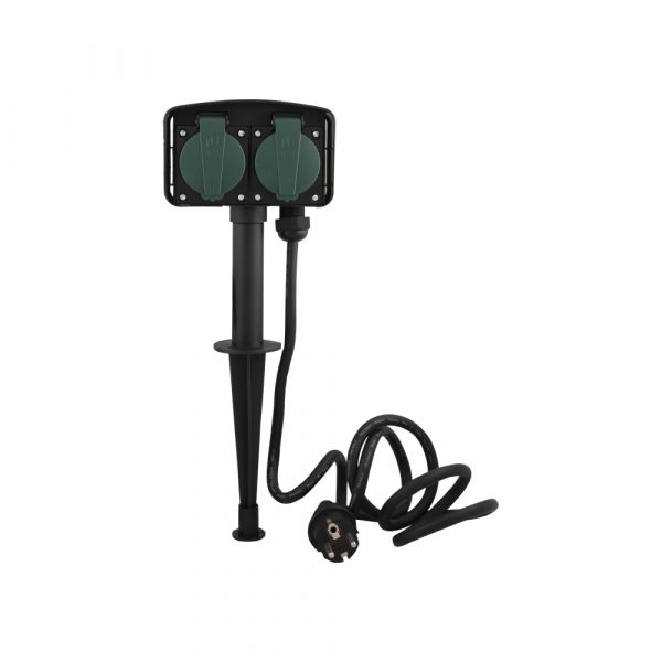 Prise de jardin AC avec brochette, 1,5 m.