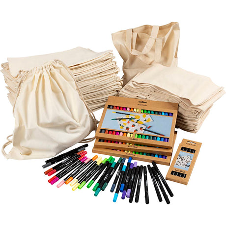 Creativ company group ensemble de sacs à dos et sacs avec marqueurs, taille 27,5x30 cm, différentes couleurs, 1 set