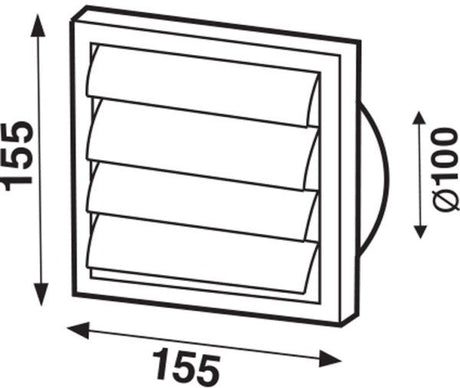 Aso con listones de acero inoxidable 155x155 mm 100 mm