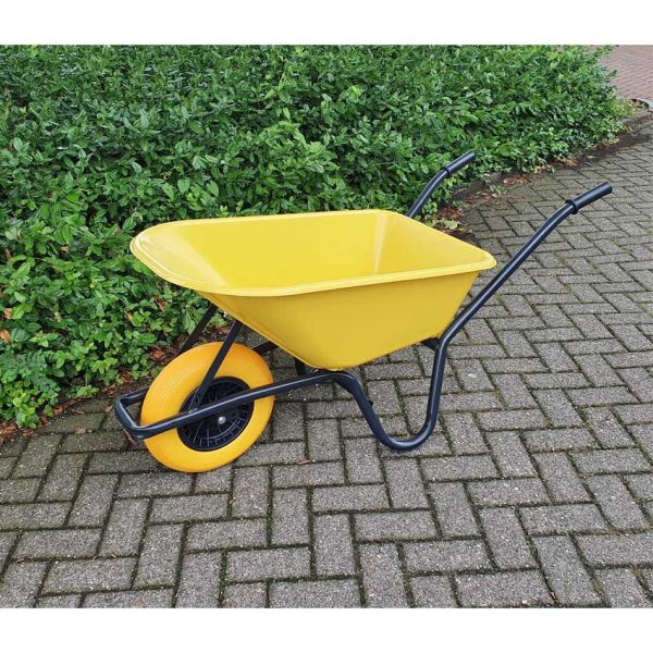 Brouette bidon plastique jaune 85 litres HQ anti-fuite