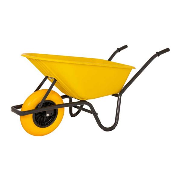 Brouette bidon plastique jaune 85 litres HQ anti-fuite