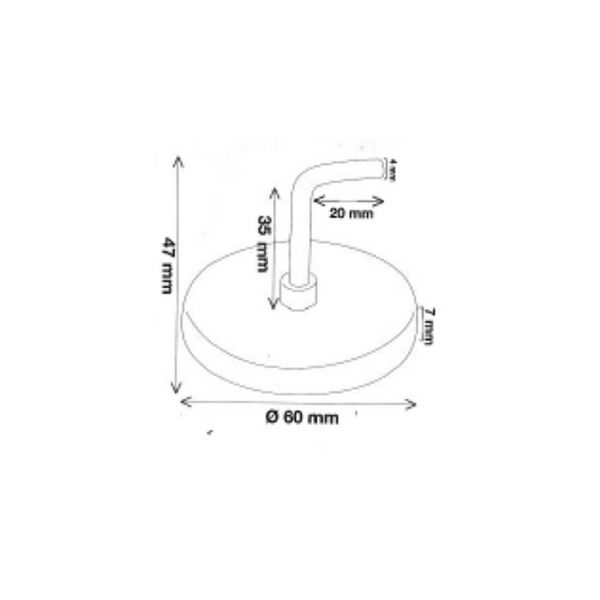 Crochet aimant 60 mm