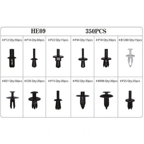 Topgear Topgear Interior Fixing Clips Asd. 350 pièces
