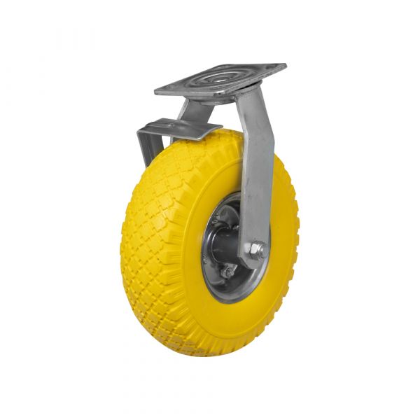 Roue pivotante + frein 300x4 roue anti-crevaison PU
