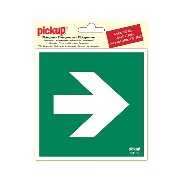 Flèche de direction autocollante 90 - 150x150 mm.
