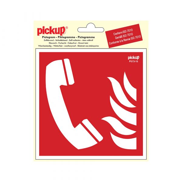 Autocollant téléphone pour alarme incendie - 150x150 mm.