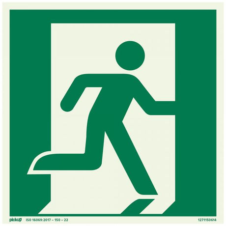 Panneau de sortie de secours droit ftlm - 150x150 mm autocollant.