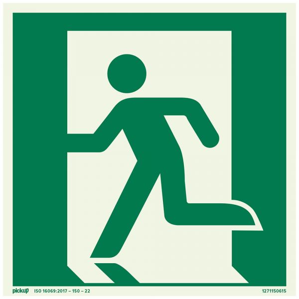 Panneau de sortie de secours gauche ftlm - 150x150 mm autocollant.