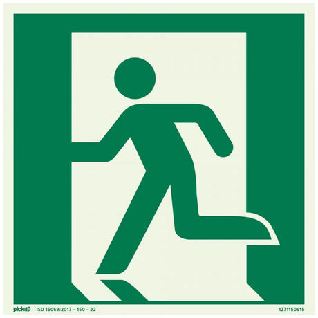 Panneau de sortie de secours gauche ftlm - 150x150 mm autocollant.