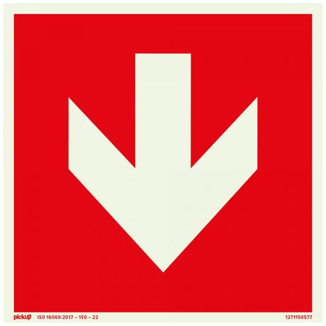 Panneau rouge avec flèche ftlm - 150x150 mm autocollant.