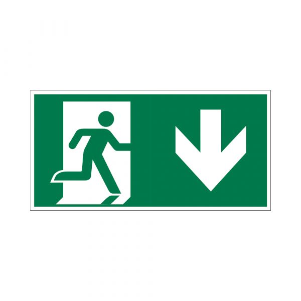 Panneau de sortie de secours vers le bas - 150x300 mm.
