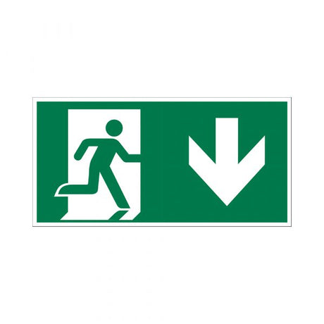 Panneau de sortie de secours vers le bas - 150x300 mm.