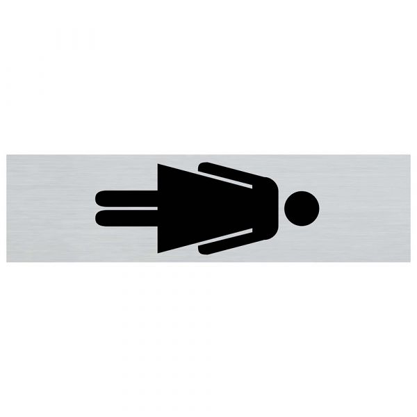 Panneau aspect aluminium symbole femme debout - 165x44 mm autocollant.