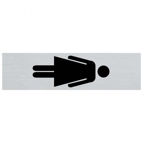 Panneau aspect aluminium symbole femme debout - 165x44 mm autocollant.