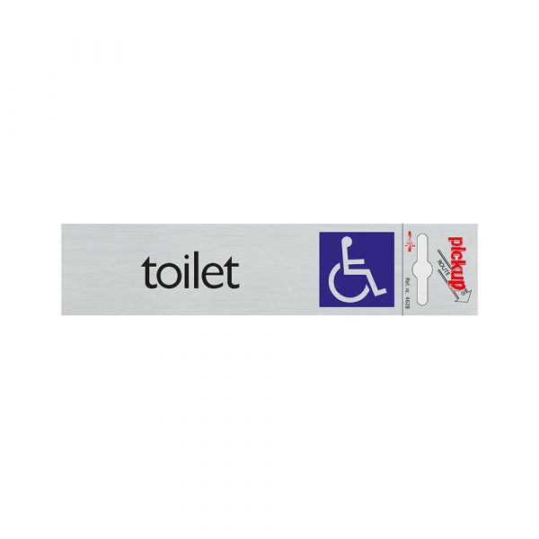 Panneau d'accès aux toilettes en aluminium. pour fauteuil roulant - 165x44 mm autocollant.