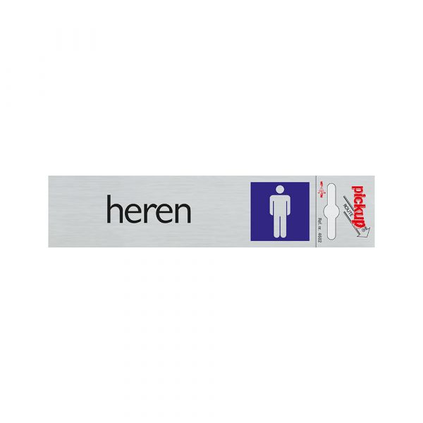 Panneau aspect aluminium hommes - 165x44 mm autocollant.