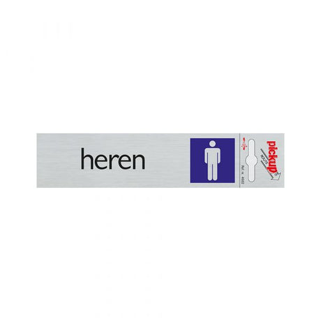 Panneau aspect aluminium hommes - 165x44 mm autocollant.
