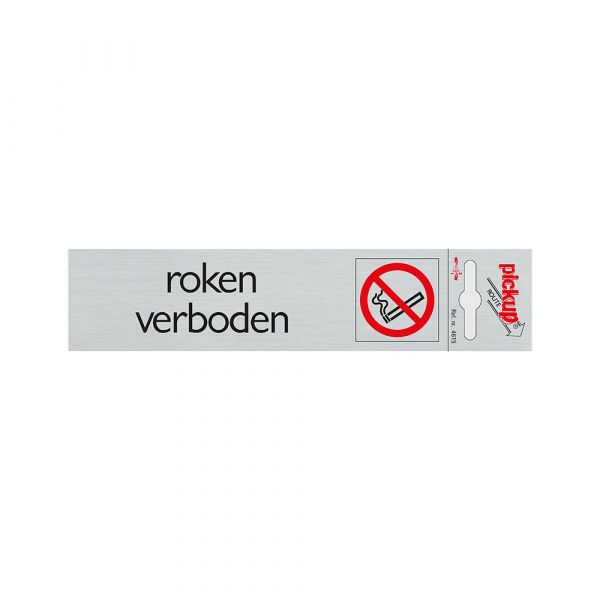 Panneau d'interdiction de fumer en aluminium - 165x44 mm autocollant.