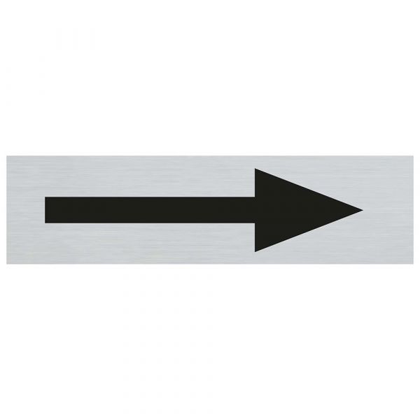 Panneau flèche aspect aluminium - 165x44 mm autocollant.