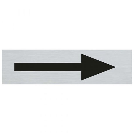 Panneau flèche aspect aluminium - 165x44 mm autocollant.