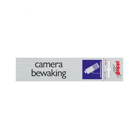 Panneau de surveillance par caméra en aluminium - 165x44 mm autocollant.