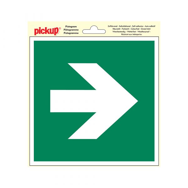 Autocollant chemin de fuite flèche droite - 200x200 mm.