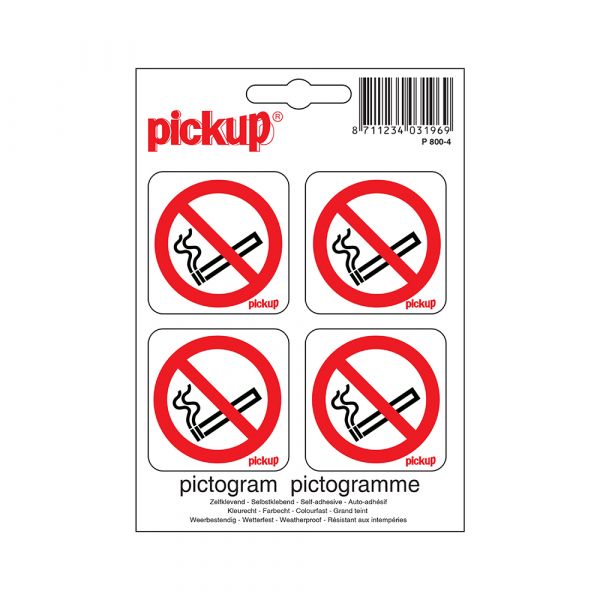 Autocollant interdisant de fumer - 50x50 mm - 4 pièces.