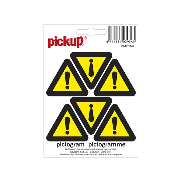 Autocollant de danger - Triangle 45 mm 6 pièces.